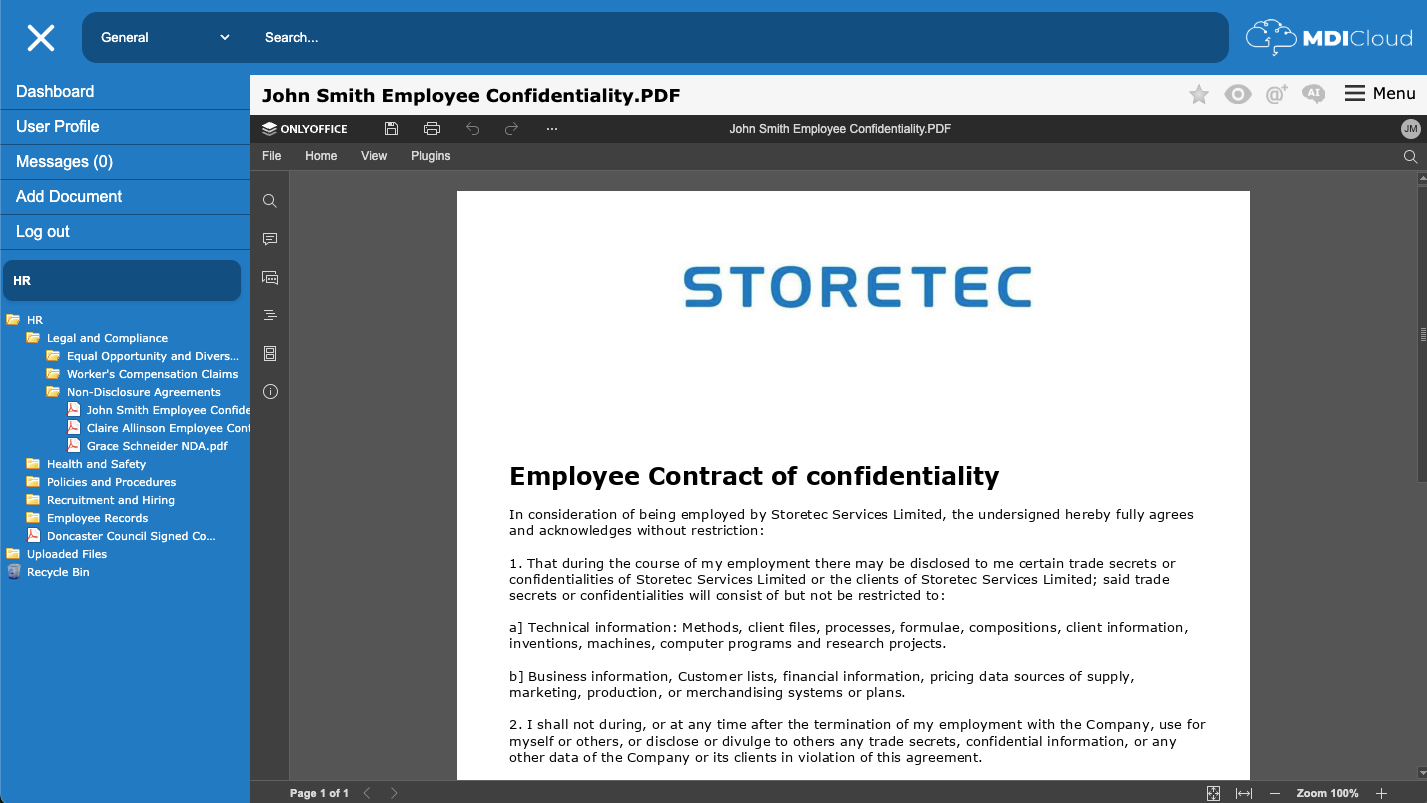 screenshot of MDI Cloud